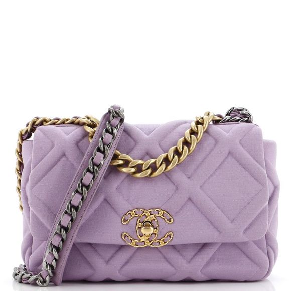 Chanel Handbags - Chanel 19 Flap Bag Quilted Jersey Medium Purple
